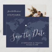 Bestemmingsweddenfoto slaat de datum op save the date (Voorkant / Achterkant)