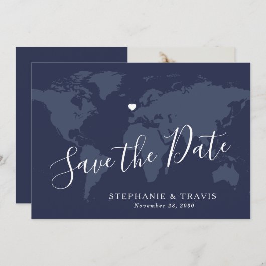 Bestemmingsweddenfoto slaat de datum op save the date (Voorkant / Achterkant)