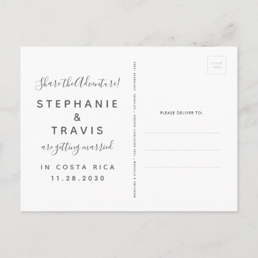 Bestemmingsweddenschap Opslagdatum Blush roze kaar Aankondigingskaart (Achterkant)