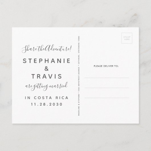 Bestemmingsweddenschap Opslagdatum Roos Gold Pink  Aankondigingskaart (Achterkant)