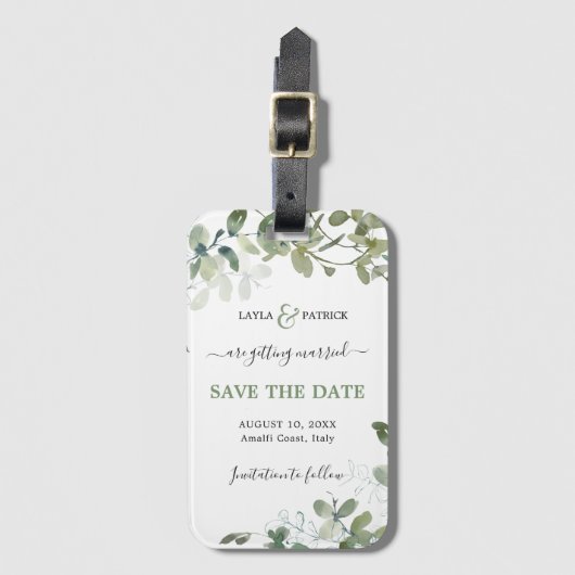 Bestemmingsweddenschap Sla de datum-gast op Bagagelabel (Voorkant (verticaal))