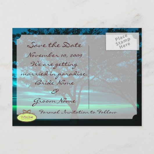 Bestemmingsweddenschap Sla de datum op Aankondigingskaart (Achterkant)