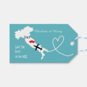 Bestemmingsweddenschap slaat de datum op cadeaulabel (Voorkant (Horizontaal))