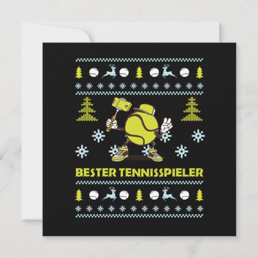 Bester Tennisspieler Ugly Sweater Christmas Gift Kaart (Voorkant)