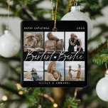 'Bestest Bestie' Friends Keepomwille Photo Collage Keramisch Ornament<br><div class="desc">Laat een vriend weten hoeveel ze voor je betekent met dit souvenir cadeau fotocollage kerstversiering. Ontwerp functies 6 van uw favoriete afbeeldingen van u en uw beste vriend,  scripttekst die leest 'Beste Bestie',  naam / s en jaar.</div>