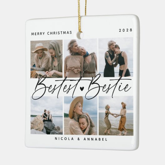 'Bestest Bestie' Friends Keepomwille Photo Collage Keramisch Ornament (Links)