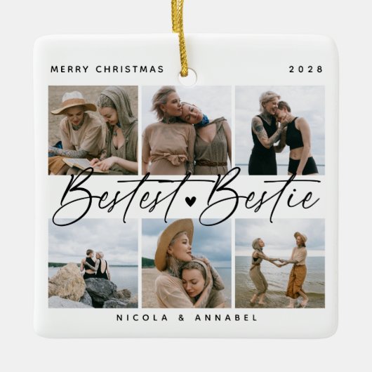 'Bestest Bestie' Friends Keepomwille Photo Collage Keramisch Ornament (Voorkant)