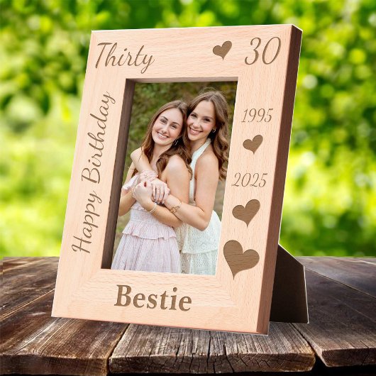Bestie 30th Birthday Photo frame with name heart Gegraveerde Lijstjes