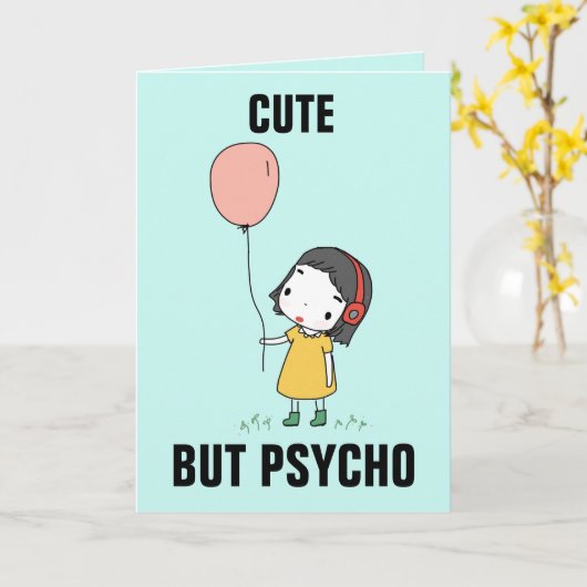 BESTIE BBF GRAPPIG SCHATTIGE MAAR PSYCHO KAART (Gele Bloem)