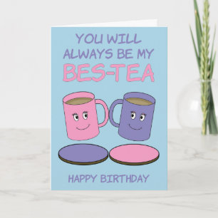 Bestie BES-TEA Pun Happy Birthday-kaart Kaart
