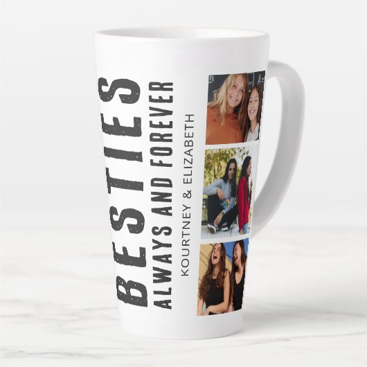 Bestie Best Friend Photo Collage Latte Mok (Rechterhoek)