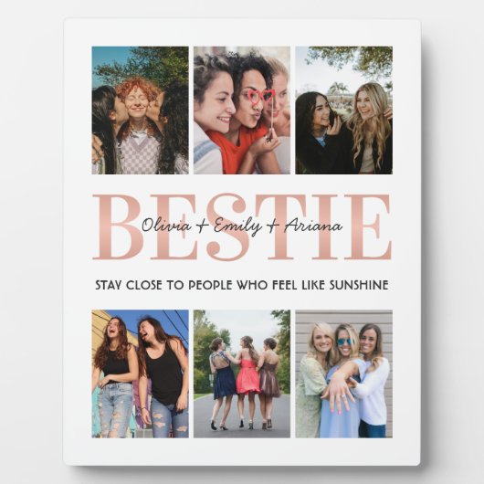 Bestie Beste Vriend Wit Fotocollage Plaque Fotoplaat (Voorkant)