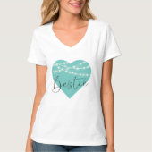 BESTIE BFF Blauwgroen Hart String Lights T-shirt (Voorkant)