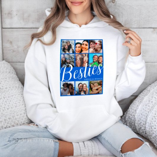 Bestie Blauw & Wit 9 Fotocollage Hoodie