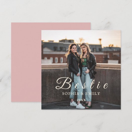 Bestie Collage Fotouitnodiging – Namen & Jaar Kaart (Voorkant / Achterkant)