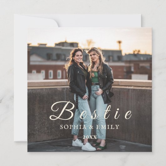 Bestie Collage Fotouitnodiging – Namen & Jaar Kaart (Voorkant)
