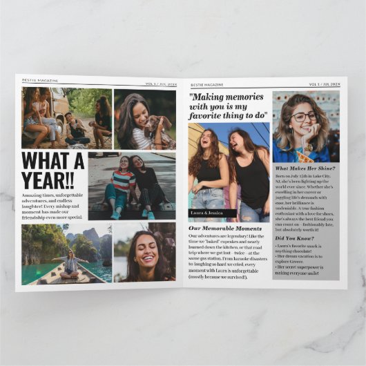 Bestie Custom Birthday Magazine Wenskaart Kaart (Binnen)