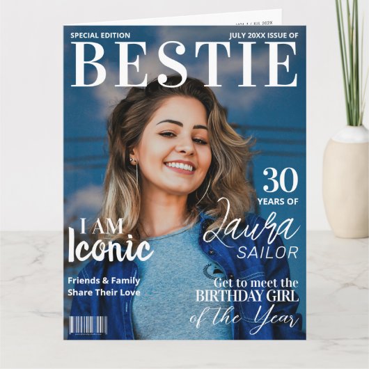 Bestie Custom Birthday Magazine Wenskaart Kaart (Voorkant)