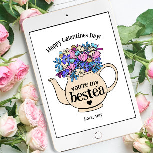 Bestie Floral Theepot Galentine's Day Valentijn Feestdagenkaart