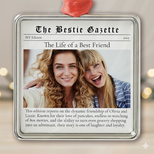 Bestie Foto Keepsake Grappige krant Metalen Ornament