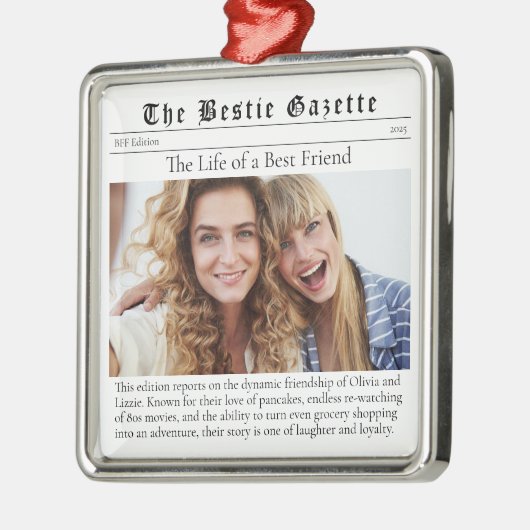 Bestie Foto Keepsake Grappige krant Metalen Ornament (Links)