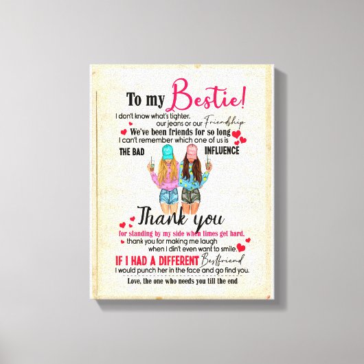 Bestie Gifts | Brief aan mijn dochter Hartelijk da Canvas Afdruk (Voorkant)