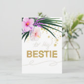 Bestie Kaart met bloemen en gouden accenten (Staand voorkant)