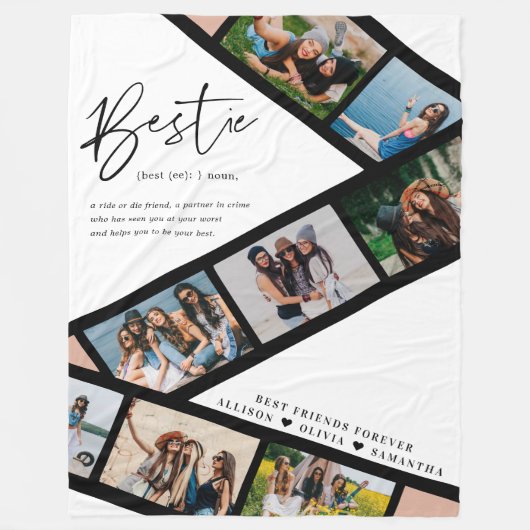 Bestie | Moderne 8 Fotofilmstrook Collage Fleece Deken (Voorkant)