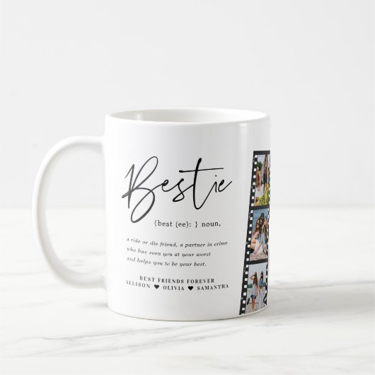 Bestie | Moderne 8 Fotofilmstrook Collage Koffiemok (Links)
