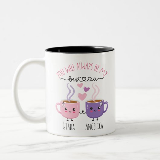 Bestie Mok: Best-Tea Mok, gepersonaliseerd Tweekleurige Koffiemok (Links)