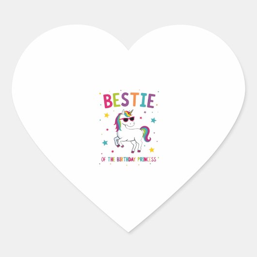 Bestie of the Birthday Princess Girl Dabbing Unico Hart Sticker (Voorkant)
