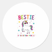 Bestie of the Birthday Princess Girl Dabbing Unico Ronde Sticker (Voorkant)