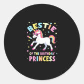 Bestie of the Birthday Princess Girl Dabbing Unico Ronde Sticker (Voorkant)