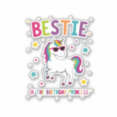 Bestie of the Birthday Princess Girl Dabbing Unico Sticker (Voorkant)