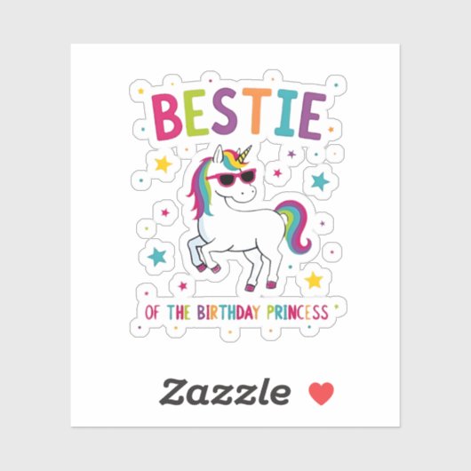 Bestie of the Birthday Princess Girl Dabbing Unico Sticker (Vel)