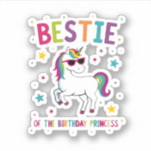 Bestie of the Birthday Princess Girl Dabbing Unico Sticker (Voorkant)