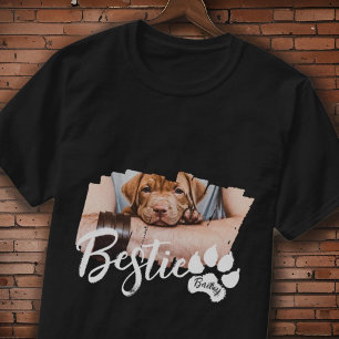 Bestie Pet's Modern Grunge Cool Naam Foto Paw T-shirt