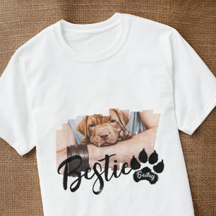 Bestie Pet's Modern Grunge Cool Naam Foto Paw T-shirt