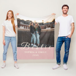 Bestie Photo Collage Fleece Blanket with Names
