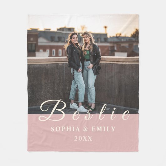 Bestie Photo Collage Fleece Blanket with Names (Voorkant)