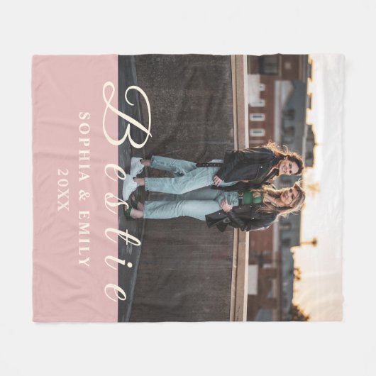 Bestie Photo Collage Fleece Blanket with Names (Voorkant (Horizontaal))