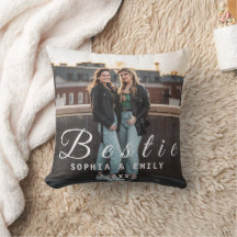 Bestie Photo Collage Pillow – Names & Year Gift