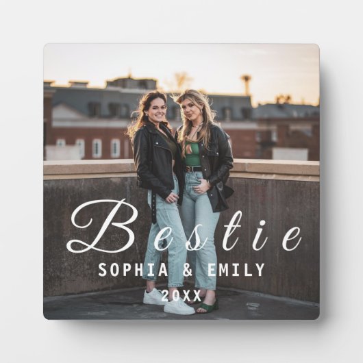Bestie Photo Collage Plaque – Names & Year Gift Fotoplaat (Voorkant)