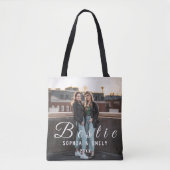 Bestie Photo Collage Tote Bag – Custom Names & Yea (Voorkant)