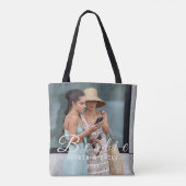 Bestie Photo Collage Tote Bag – Custom Names & Yea (Achterkant)