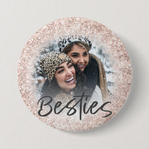 Bestie Roos Gold Glitter-fotosjabloon Ronde Button 7,6 Cm
