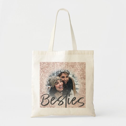 Bestie Roos Gold Glitter-fotosjabloon Tote Bag (Voorkant)