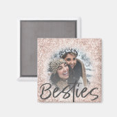 Bestie Roos Gold Glitter Sparkle Photo Magneet (Voorkant / Achterkant)