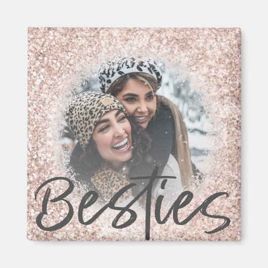 Bestie Roos Gold Glitter Sparkle Photo Magneet (Voorkant)