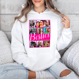 Bestie Roze & Wit 9 Foto Collage Hoodie